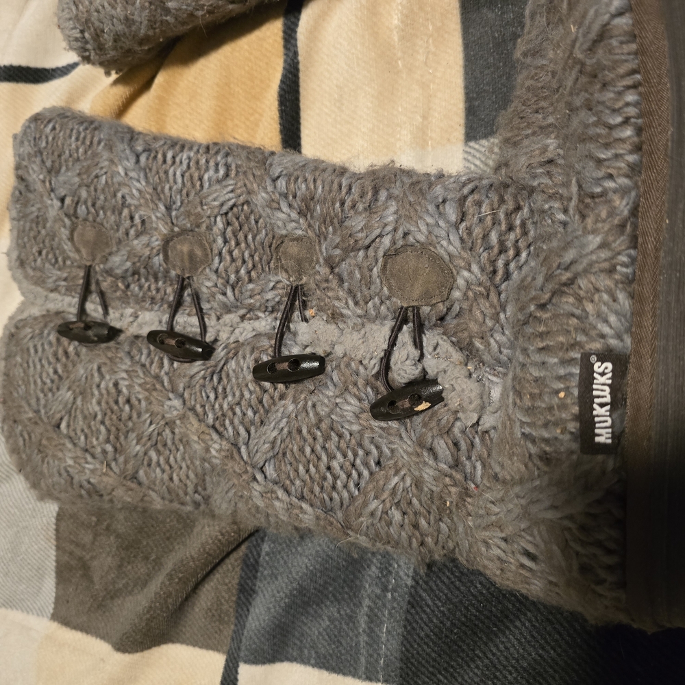 Muk Luks Gray Knit Button Boots